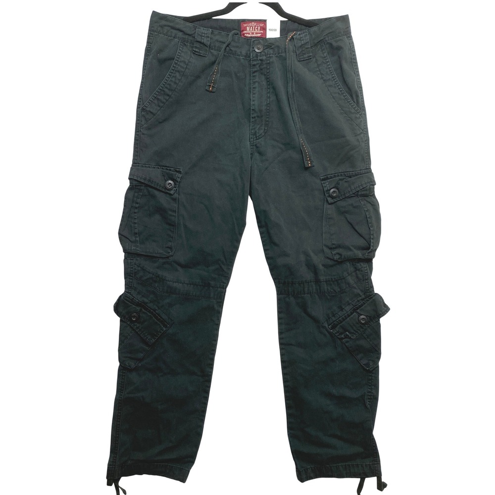 Matchstick Cargo Pants Mens Size 34 Black Multi Pocket Tactical Utility